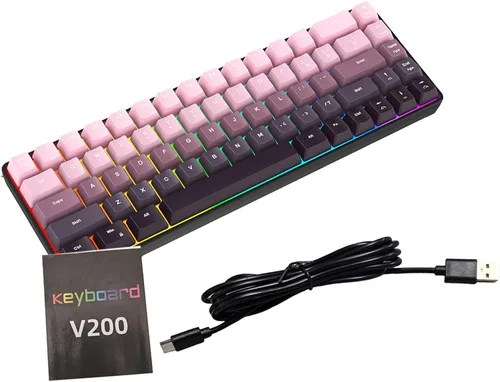 Vista 8 de 68 Keys Mechanical Gaming Keyboard, Gradient Color Wired Keyboard with RGB Backlit & Multimedia Function, ABS Injection Keycap Hot Swap Mechanical