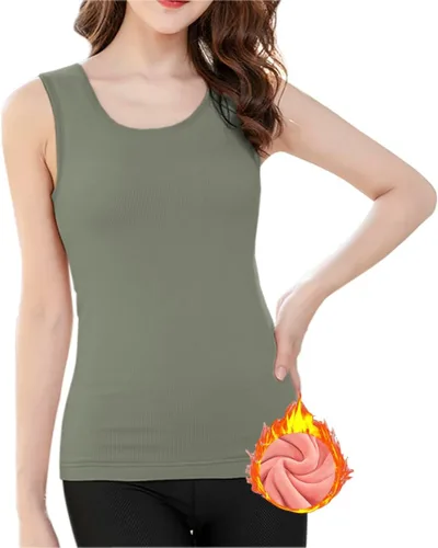 Vista 6 de Ropa interior de algodón con forro polar térmico para mujer, camiseta sin mangas, chaleco de capa base cálida