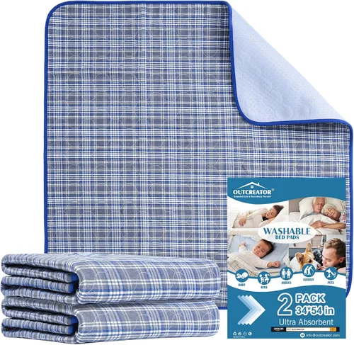 Vista 11 de OUTCREATOR® Almohadillas de cama lavables de 34" x 56" (paquete de 2), protector de colchón para incontinencia, almohadillas impermeables