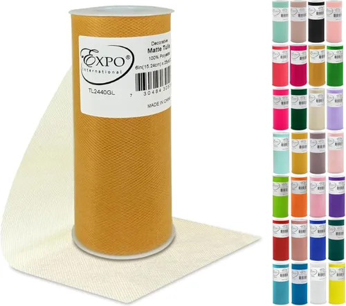 Vista 27 de Expo International Tul mate decorativo, tela de tul de poliéster ligero para tutús, disfraces y decoraciones de fiestas, lavable, fácil de usar, 6
