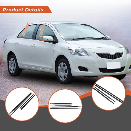 Vista 5 de Labwork 4 piezas de burlete de goma para ventana de repuesto para Toyota Yaris Sedan 2007-2016 68160-52150 68210-52150 68230-52130 68180-52130