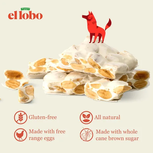 Vista 4 de El Lobo Turrón, Turrón de almendras duras españolas (Turron Duro) 150 g (5.3 oz) Turrón tradicional de almendras españolas, hecho con almendras