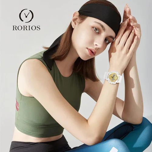 Vista 2 de RORIOS Reloj digital de cuarzo para hombre y mujer reloj deportivo impermeable con temporizador de alarma multifunción para mujeres y niños