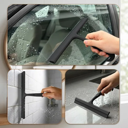 Vista 7 de Escobilla de ducha para puertas de vidrio, 9.8 pulgadas de ancho, silicona Negro