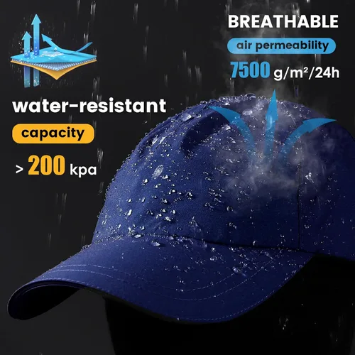 Vista 62 de Gorra de béisbol impermeable para hombre, sombrero de lluvia plegable para correr al aire libre, sombrero de pesca solar