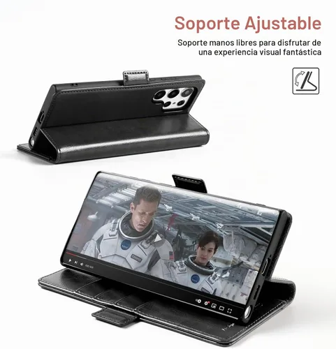 Vista 4 de OCASE Funda tipo cartera compatible con Galaxy S22 Ultra 5G, de piel