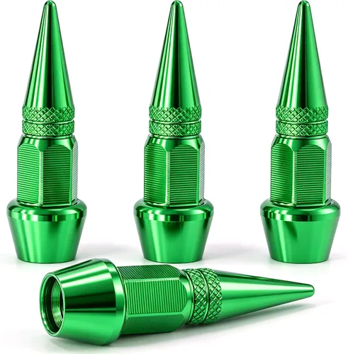 Vista 11 de 4 piezas de tapas de válvula de neumático con estilo púas, cubiertas de válvula de neumático universales de aleación de aluminio a prueba de polvo