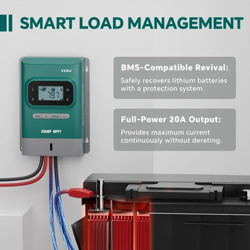 Vista 7 de MPPT Controlador de carga solar - Controladores de carga para paneles solares - 50V, 20 amperios, 12/24 voltios