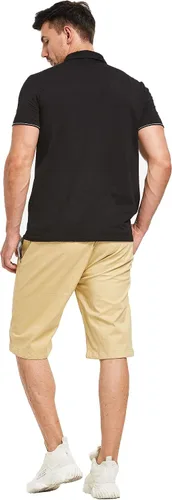 Vista 32 de JustSun Pantalones cortos para hombre, estilo casual, de algodón, con cintura elástica y bolsillos Negro