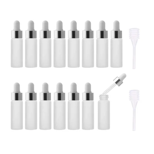 Vista 8 de 15 botellas con cuentagotas de vidrio de aceite esencial esmerilado vacío de 0.1 onzas líquidas, botellas reutilizables con gotero de aceite nasal