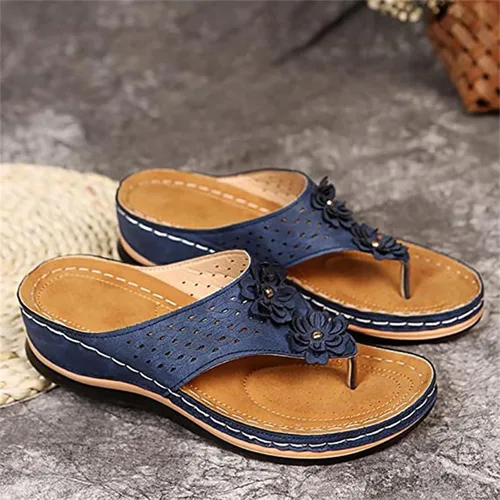 Vista 76 de Ladmiple Sandalias ortopédicas florales de moda 2023 con soporte de arco, zapatillas romanas casuales con puntera abierta