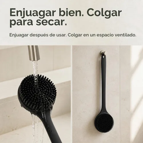 Vista 6 de Depurador corporal de silicona, depurador de espalda de mango largo para cuerpo, cepillo de espalda para ducha, exfoliante corporal Negro