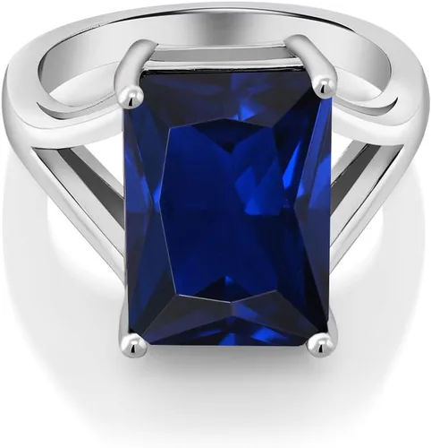 Vista 72 de Gem Stone King Anillo de compromiso solitario con piedra preciosa de corte esmeralda de 0.551 x 0.394 in para mujer, plata de ley 925, anillo
