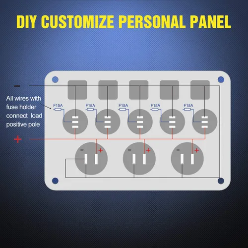 Vista 7 de Nilight 90101E Panel de Interruptores Basculantes Multifunción de 5 Posiciones con Cargador USB Dual + Voltímetro Digital + Toma de 12V Precableado