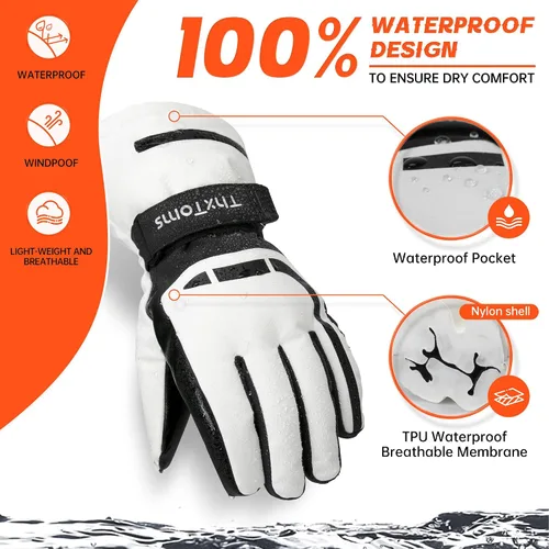 Vista 3 de ThxToms Guantes de esquí para hombres y mujeres, guantes de invierno impermeables 3M Thinsulate guantes cálidos unisex para pantalla táctil, guantes