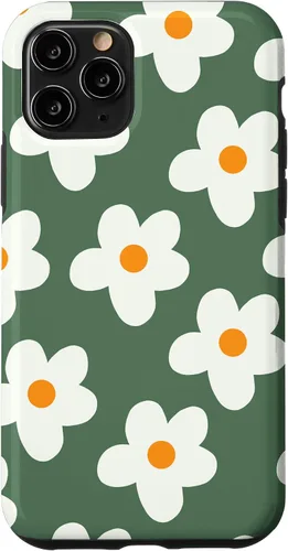 Vista 27 de Retro 60s flower vintage floral pattern sage green Groovy Case for iPhone 16