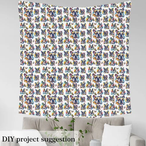 Vista 38 de Tela de Flores Primaverales por Yarda para Sofás, Tela Decorativa de Florales de Pueblo Pájaros Mariposas, Tela de Patrón de Jardín Acuarela