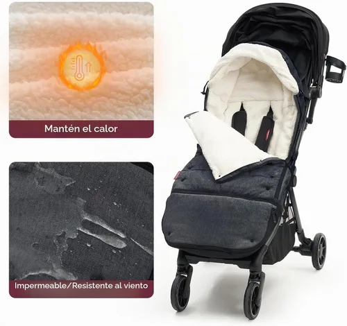 Vista 4 de Momcozy Universal Stroller Footmuff, Plush Weatherproof Bunting Bag