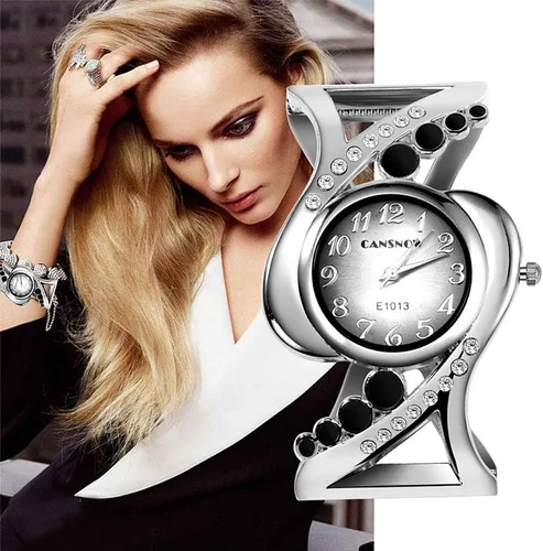 Vista 3 de Reloj de pulsera de cuarzo analógico con esfera redonda para mujer