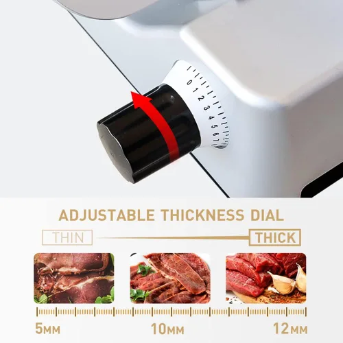 Vista 4 de Rebanadora de carne 340WUso doméstico y para rebanadora de alimentos eléctrica comercial de 10 pulgadas con hoja de acero cromado y piedra de afilar