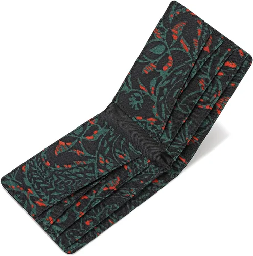 Vista 2 de Lanyani Carteras RFID Bifold Simple, Estampado negro azul, Minimalista