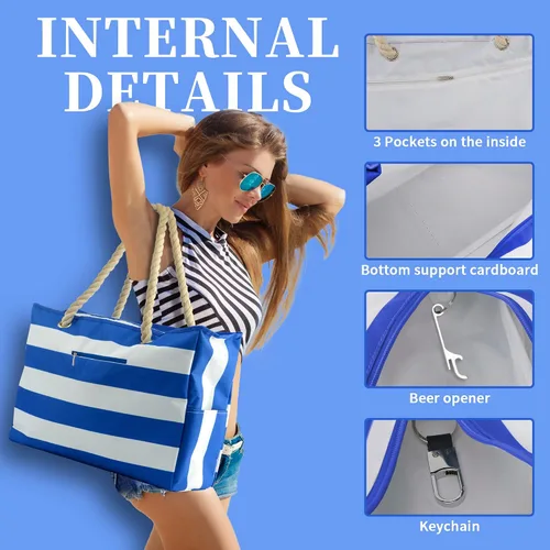 Vista 3 de Binggemen Bolsa grande impermeable multiusos para piscina, picnic, playa, compras, Bolsa grande impermeable multiusos para piscina, picnic, playa