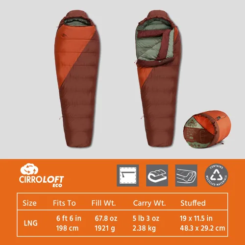 Vista 3 de Kelty Cosmic Synthetic Fill - Saco de dormir de 0 grados para mochilero, regular – correas de compresión, saco de cosas incluido Backpacking