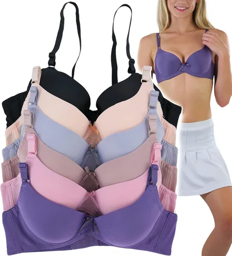 Vista 19 de ToBeInStyle Paquete de 6 sujetadores acolchados de estilo clásico con aros para mujer