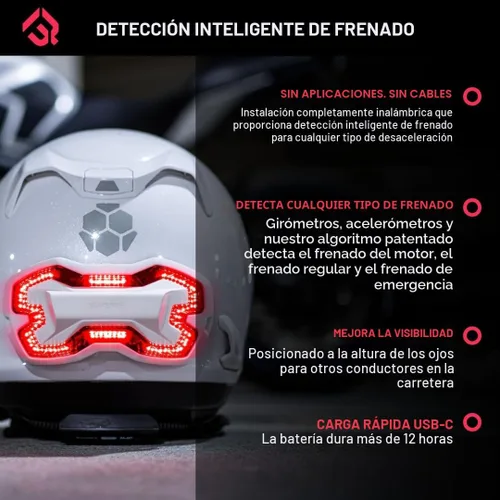 Vista 6 de Luz de Casco Brake Free - Luces Inteligentes Inalámbricas para Motocicleta - Luz LED para Casco de Motocicleta Resistente a la Intemperie - Diseño