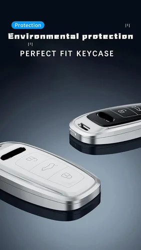 Vista 4 de ontto Carcasa ligera y duradera para llave de automóvil, funda de metal para llave de automóvil, protector de llave de resina compatible con Audi A3