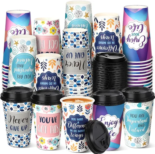 Vista 15 de Paquete de 50 tazas de café desechables de 16 onzas con tapas