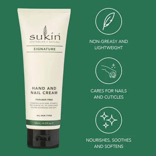 Vista 4 de Sukin - Crema de manos y uñas, colección Signature para manos secas, 4.23 fl oz 125 mL