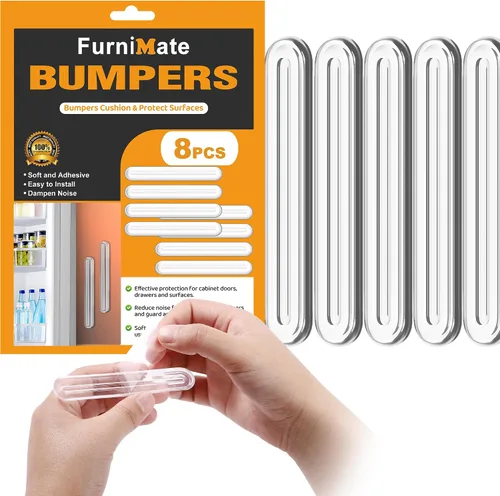 Vista 11 de 4 piezas de topes largos para muebles - Protectores de pared, tope de puerta de refrigerador, 5.5x0.7x0.2 pulgadas