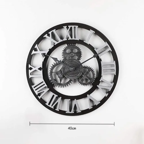 Vista 5 de Reloj de pared con engranaje retro estilo industrial sala de estar dormitorio creativo hogar 3D hecho a mano reloj de pared decorativo reloj/reloj