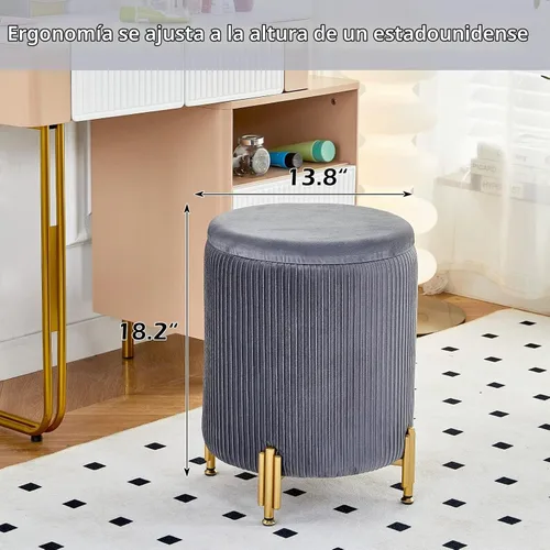Vista 14 de Otomana de almacenamiento con patas de metal,Asiento tapizado de terciopelo Negro