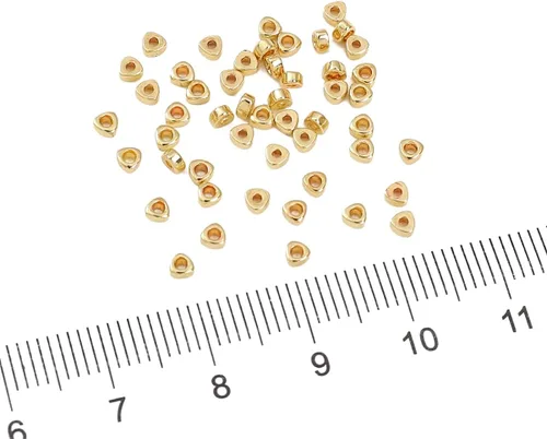 Vista 3 de BEADIA Cuentas espaciadoras triangulares chapadas en oro de 14 quilates, 0.098 x 0.059 in, 50 unidades para hacer joyas, no se deslustran