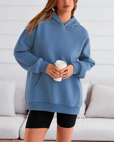 Vista 2 de BTFBM Sudaderas con capucha de gran tamaño para mujer, sudadera con capucha de forro polar, casual, manga larga, suéter de otoño e invierno, moda