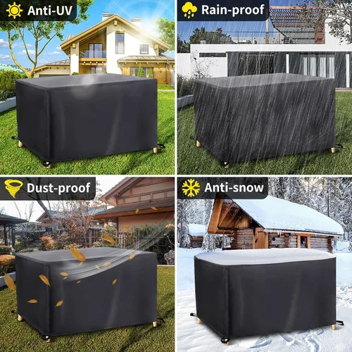 Vista 6 de Juego de muebles de patio, fundas para sofá seccional al aire libre, impermeables, resistentes a los rayos UV, rectangular, para muebles de jardín