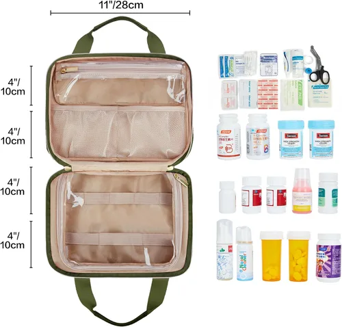 Vista 2 de Leudes Organizador de botellas de píldoras de viaje, organizador y almacenamiento de medicamentos, bolsa de medicamentos para el hogar, estuches