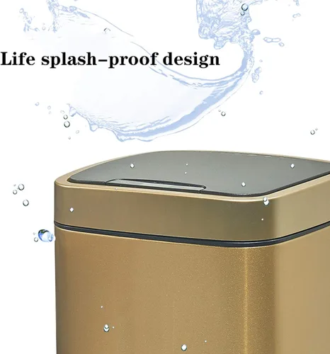 Vista 3 de Garbage bin Square Automatic Trash Can with Lid Stainless Steel Smart Induction Trash Can Household Bedroom Living Room Trash Can, 2.3 Gallons/3.1