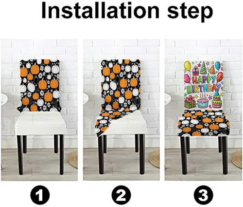 Vista 65 de CAPSCEOLL Christmas Dining Chair Covers,Snowflakes Festive Winter Pattern Stretch Chair Covers for Dining Room Set of 2 Washable Spandex Parson