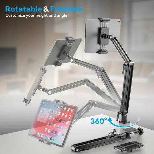 Vista 5 de Jakeko Soporte para brazo de monitor portátil, diseño de aluminio con ultraestabilidad y alta capacidad de carga