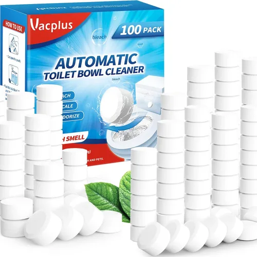 Vista 10 de Tabletas limpiadoras de inodoro Vacplus 30 UNIDADES, limpiadores automáticos de inodoro con blanqueador para desodorizar y desincrustar, limpiador