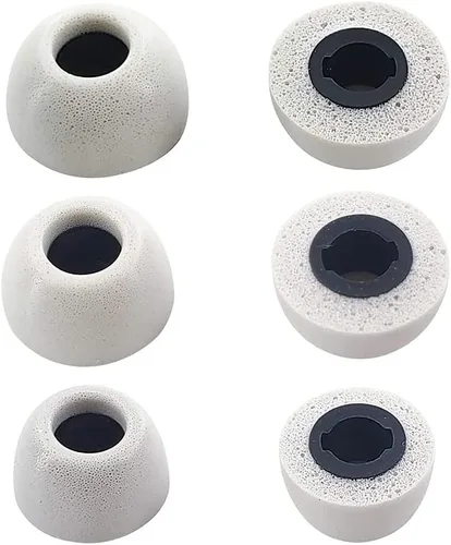 Vista 2 de Puntas de espuma viscoelástica compatibles con Beats Studio Buds puntas de espuma, diseño mejorado, S/M/L 3 pares, color blanco (Studio Buds FW)