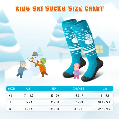 Vista 4 de Kids Ski Socks (2 Pair3 Pair) Thermal Thick OTC Snow Socks for Boys Girls Toddler Skiing Snowboard Skating Winter Sports