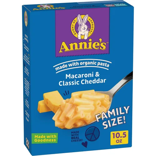 Vista 12 de Annie's Macarrones y Cheddar clásico con pasta orgánica, hechos con queso real, acompañamiento de cena o aperitivo, 6 onzas