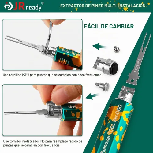 Vista 5 de JRready ST5347 - Kit de herramientas extractor de pines mejorado con 2 asas de almacenamiento y 26 puntas de repuesto, kit de herramientas