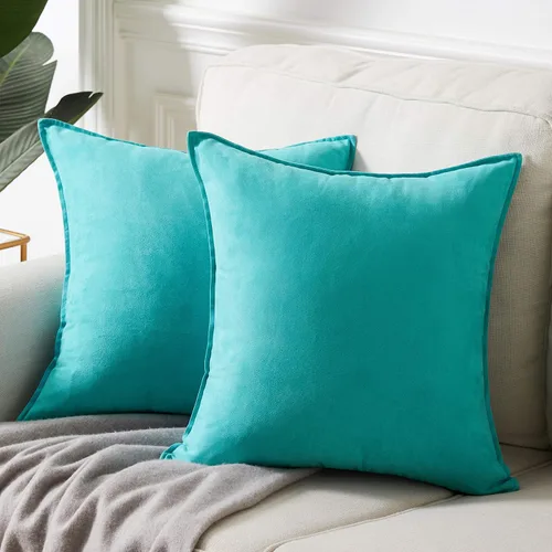 Vista 16 de Fancy Homi - Paquete de 2 fundas de almohada decorativas azul real de 14x14 pulgadas para sala de estar, sofá cama, sofá, decoración moderna bohemia