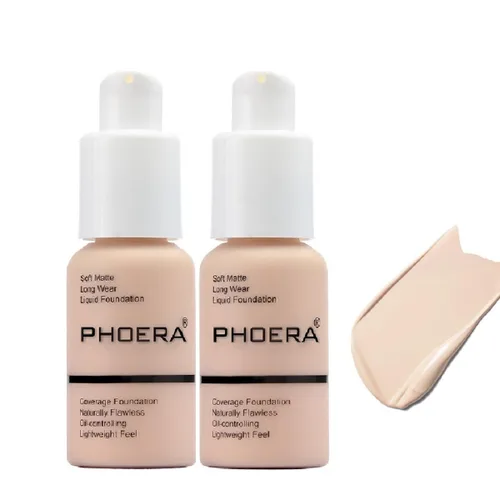 Vista 11 de Phoera - Base de maquillaje líquida mate suave sin imperfecciones, corrector de larga duración, resistente al agua, de cobertura total