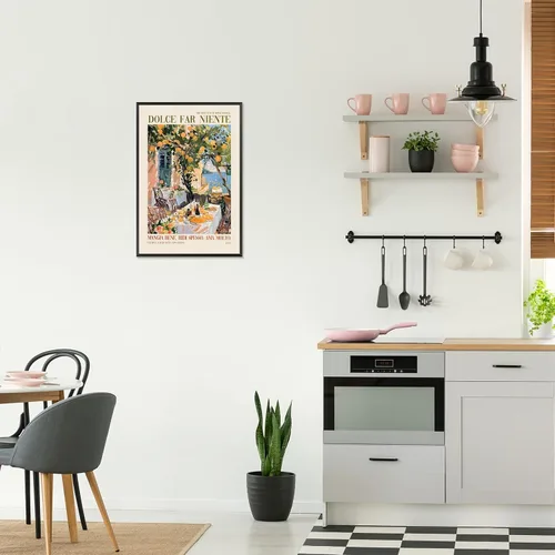 Vista 7 de Pósteres de lienzo de moda de la costa italiana de Amalfi, Italia, vino, comida, fruta, arte de pared, arte de pared de Al Fresco, cita para amantes